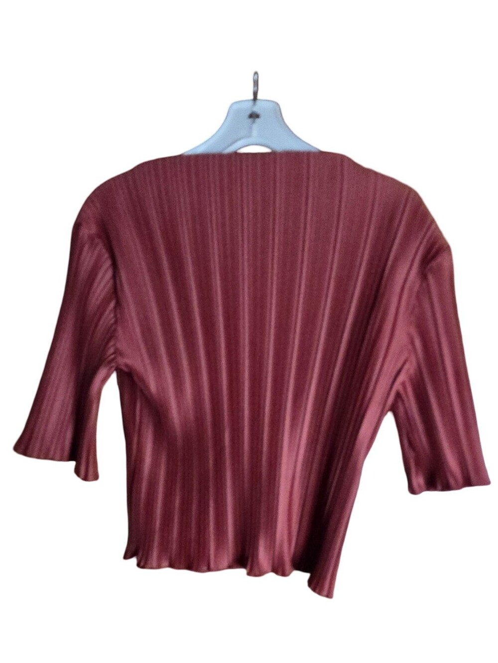 Reformation Pleated Stretch Top Mauve Burgundy Short Sleeve Size M
